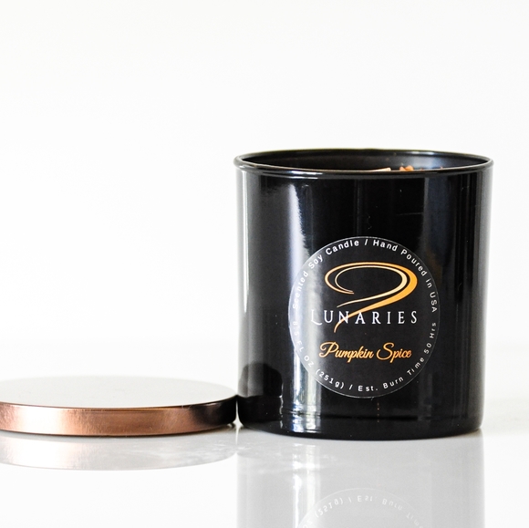 Pumpkin Spice Scented Soy Candle with Wooden Wick - Picture 3 of 9